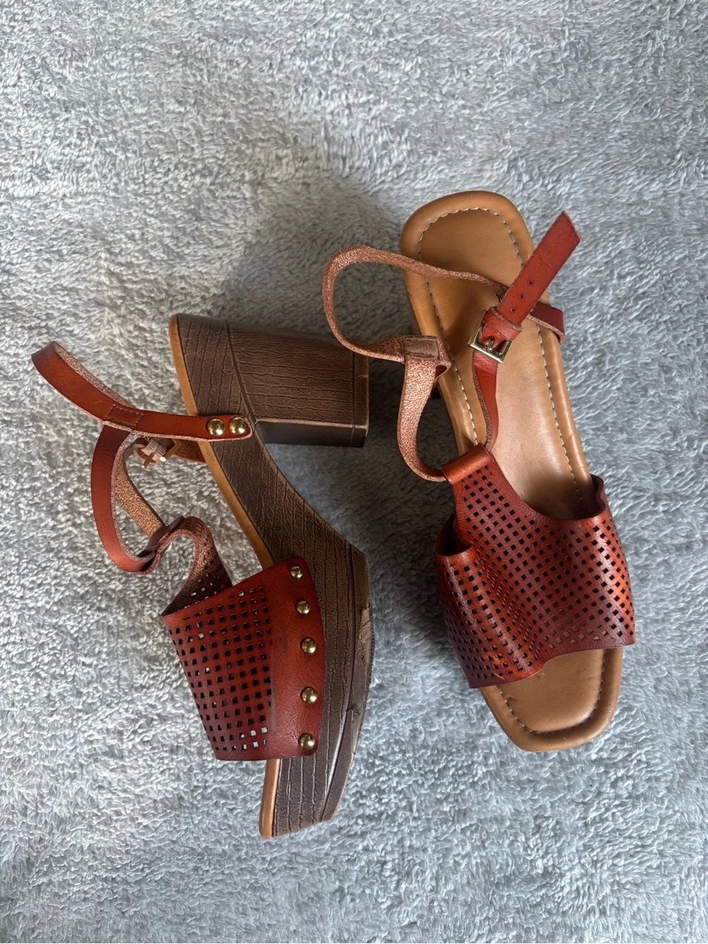 Platform Sandals Boho Y2K Leather Look Block Heel Festival